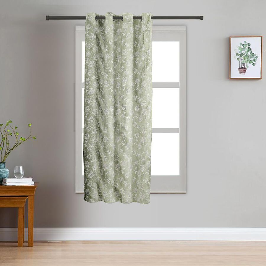 5ft. Bedroom Light Sage Green Printed Eyelet Curtains, , large image number null