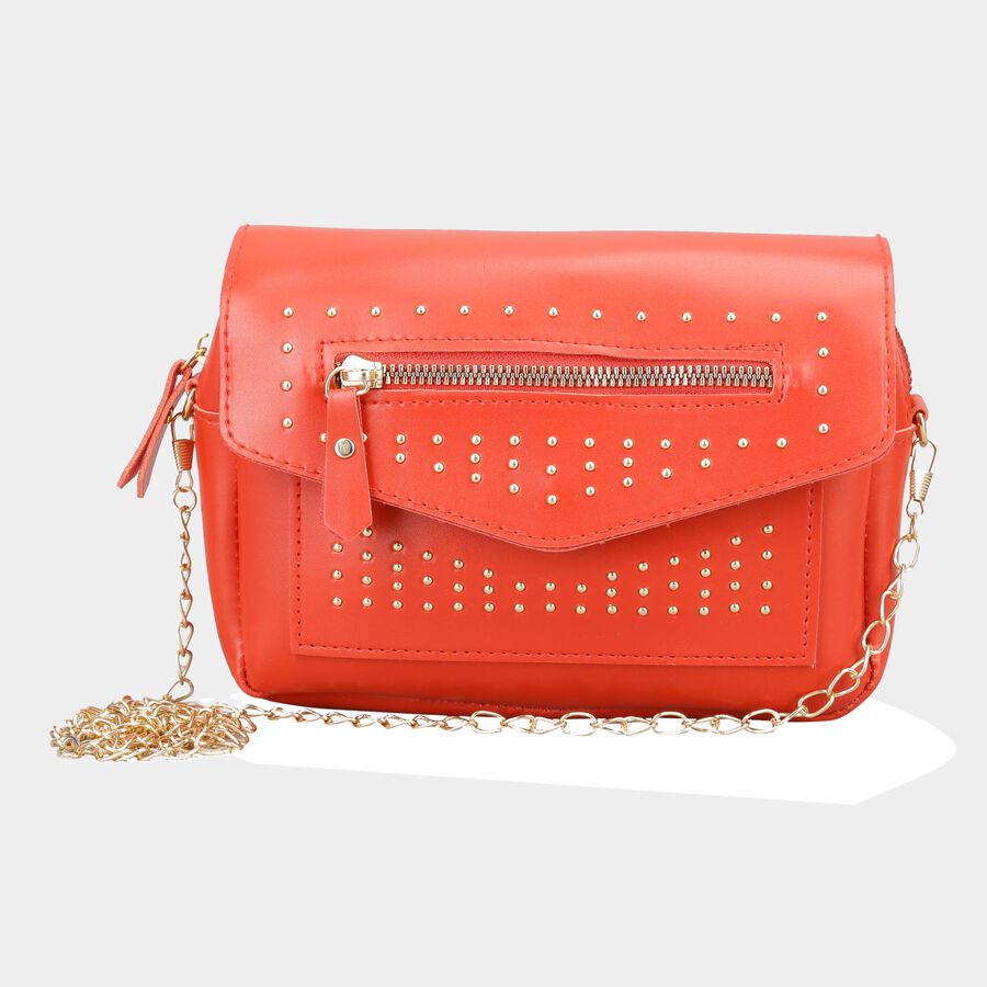 Women's Polyurethane Envelope/Zipper Sling Bag, , large image number null