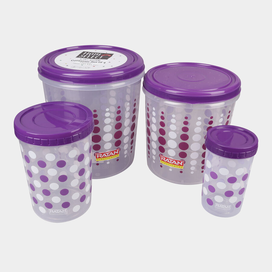एयर-टाइट प्लास्टिक कंटेनर, 4 का सेट, 750 ml, 2 L, 5 L, 7.5 L, , large image number null
