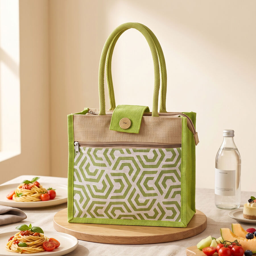 Green JuteLunch Bag, , large
