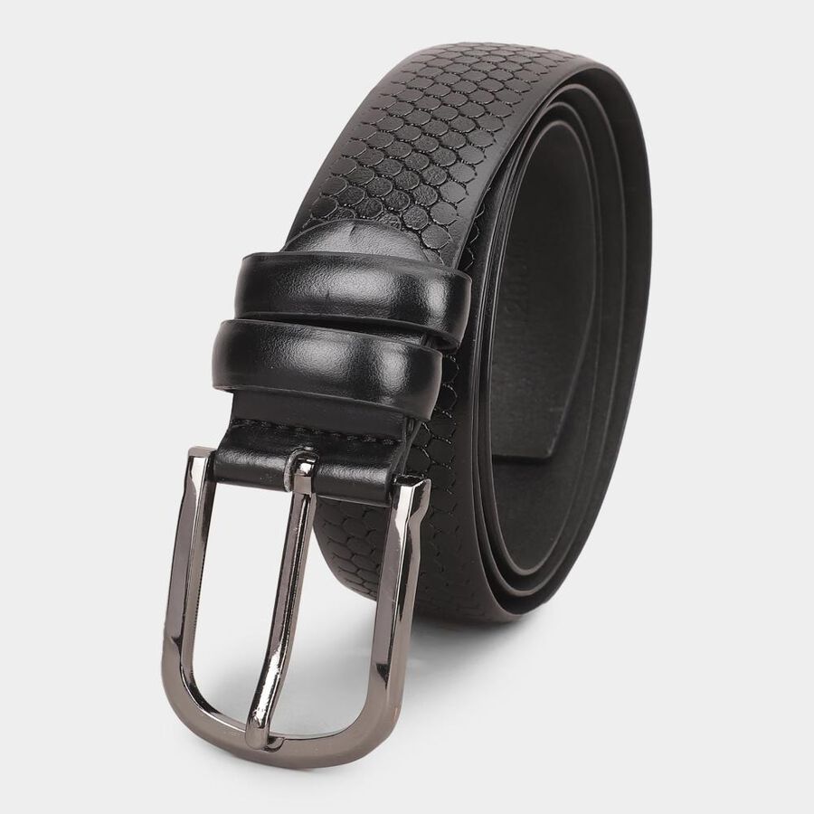 Men Black Pu Formal Belt, , large image number null
