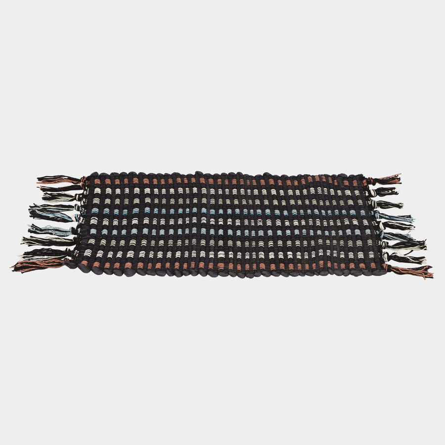 Black Polyester Cotton Door Mat, , large