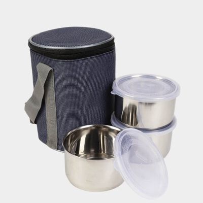 Steel Lunch Box, 3 Containers and 1 Bag