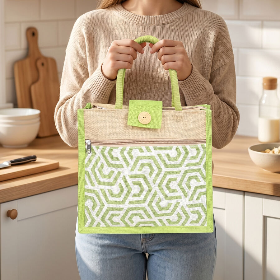 Green JuteLunch Bag, , large