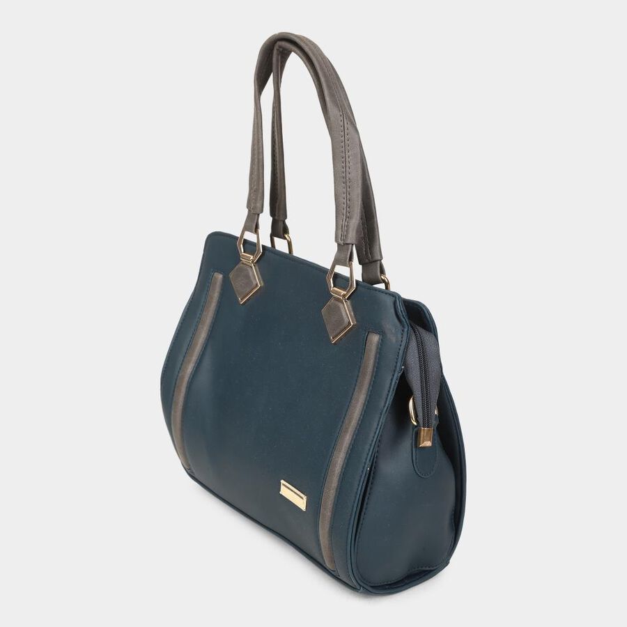 Women's Teal Blue Polyurethane Tote Bag, , large image number null