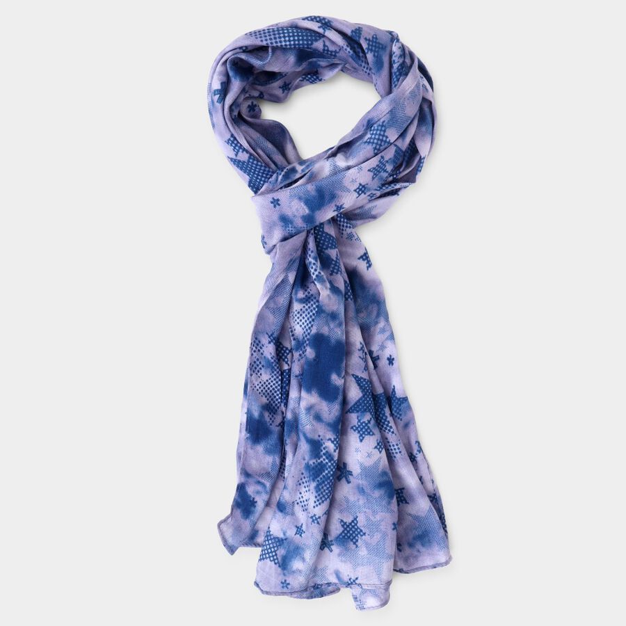 Women's Blue Cotton Scarf, , large image number null