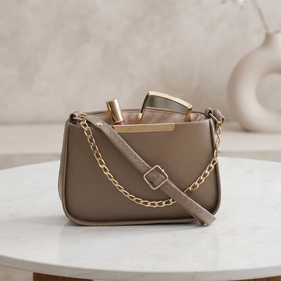 Woman's Beige Polyurethane Bag, , large