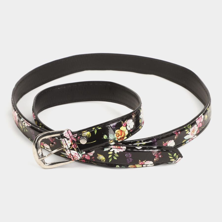 Women's Black Polyurethane Belt, , large image number null