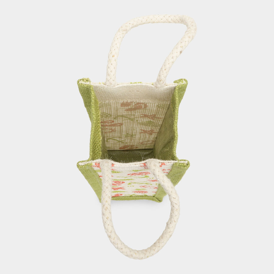 Light Green Printed Jute Bottle Bag, , large image number null