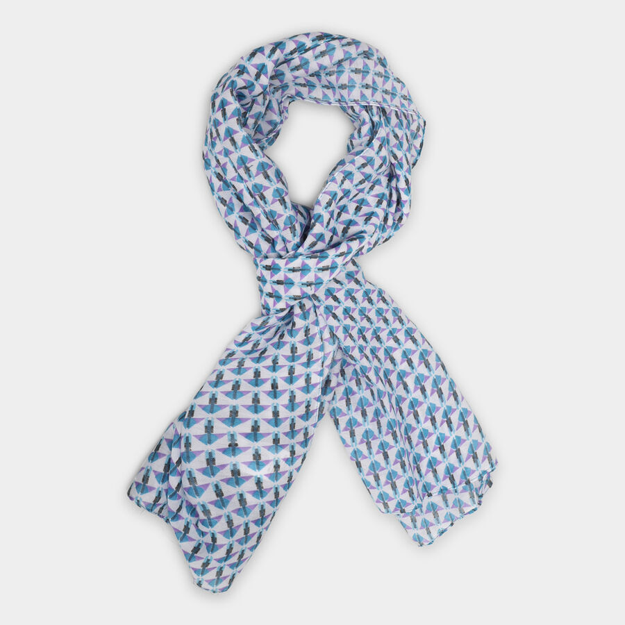 Women's Blue Polyester Scarf, , large image number null