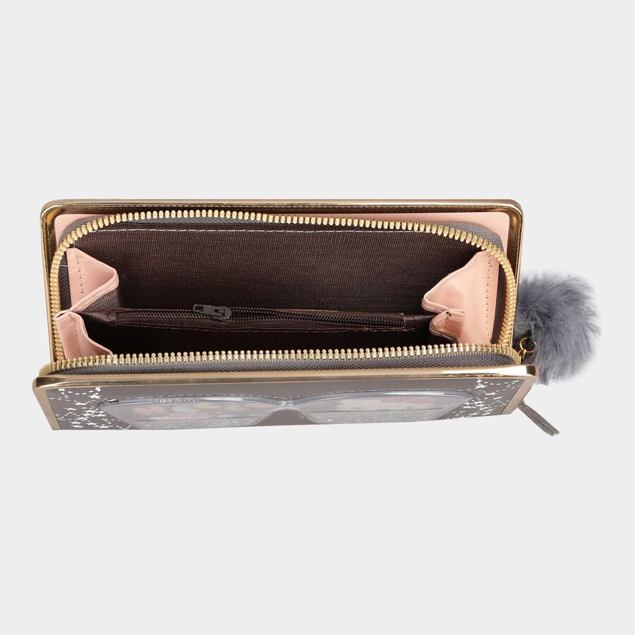Women's Grey Polyurethane Hand Pouch, , large image number null