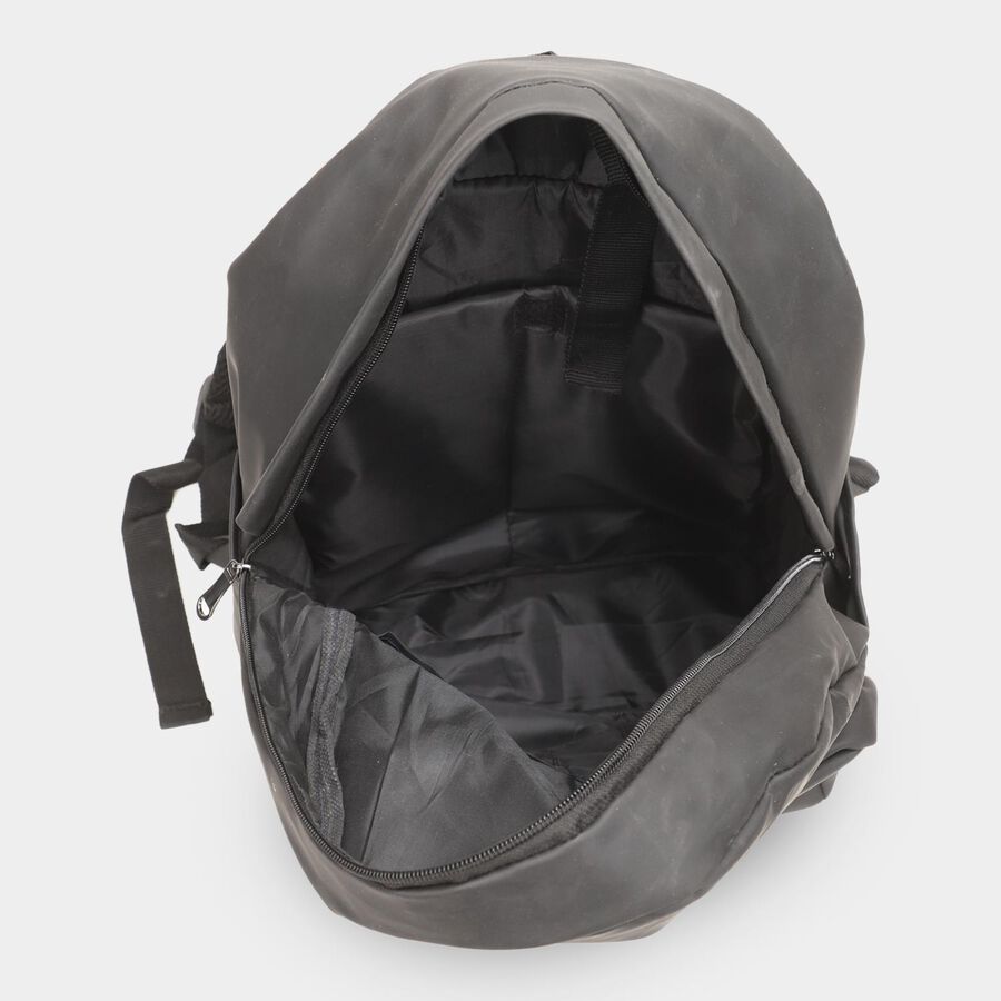 Women's Black Polyurethane Backpack, , large image number null