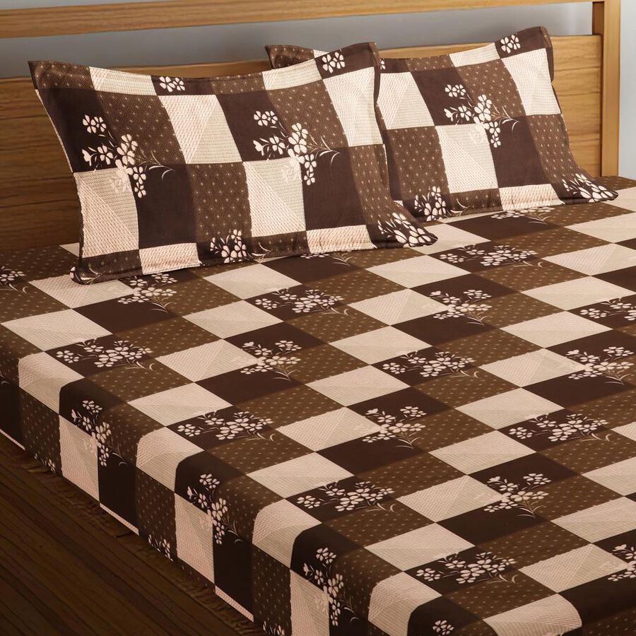Brown Microfiber Double Bedsheet, , large image number null