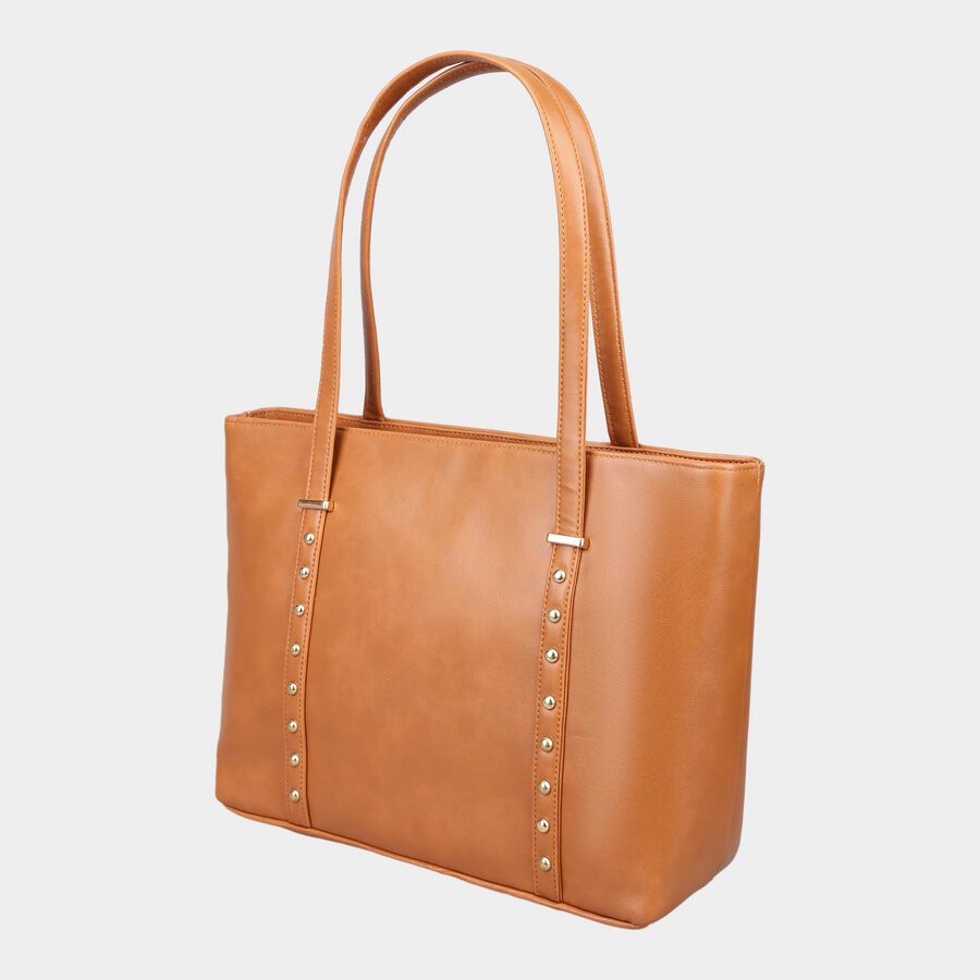 Women's Tan Polyurethane Tote Bag, , large image number null