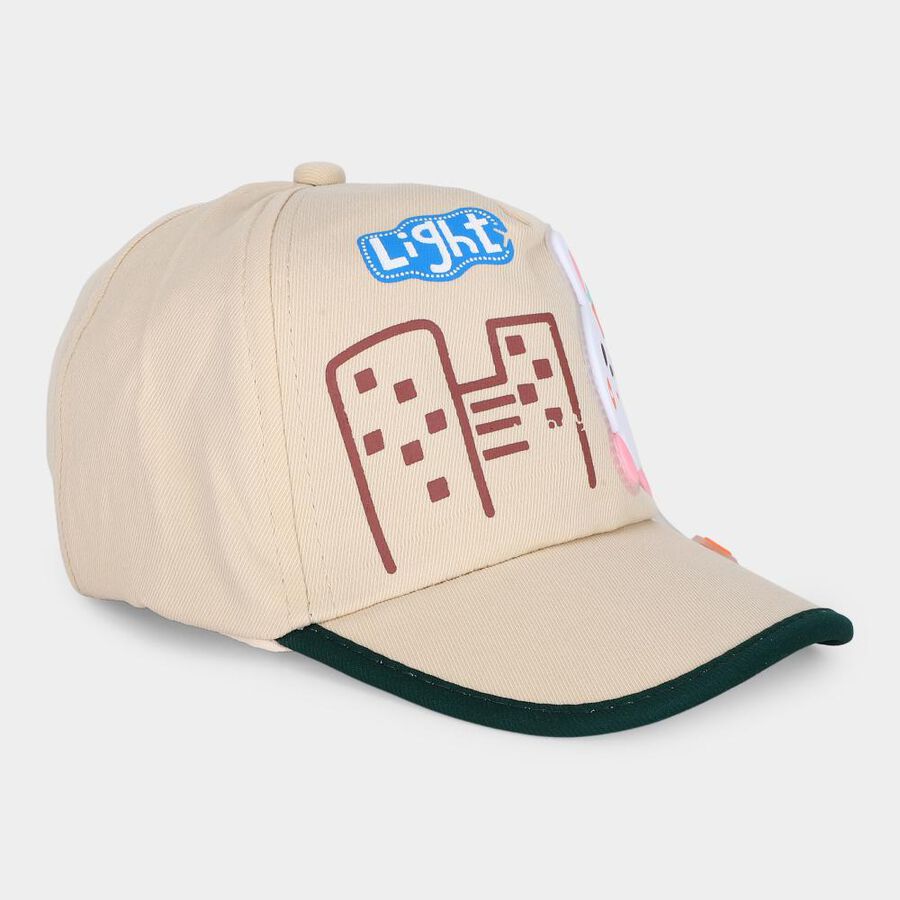Kid's Beige Fabric Cap, , large