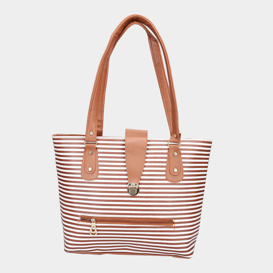 Women's Tan Polyurethane Tote Bag, , large image number null