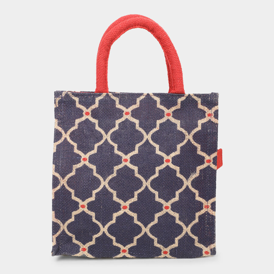 Dark Blue Printed Jute Bag, , large image number null