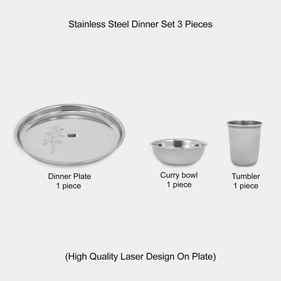 Stainless Steel Dinner Set 3 Pcs, , large image number null