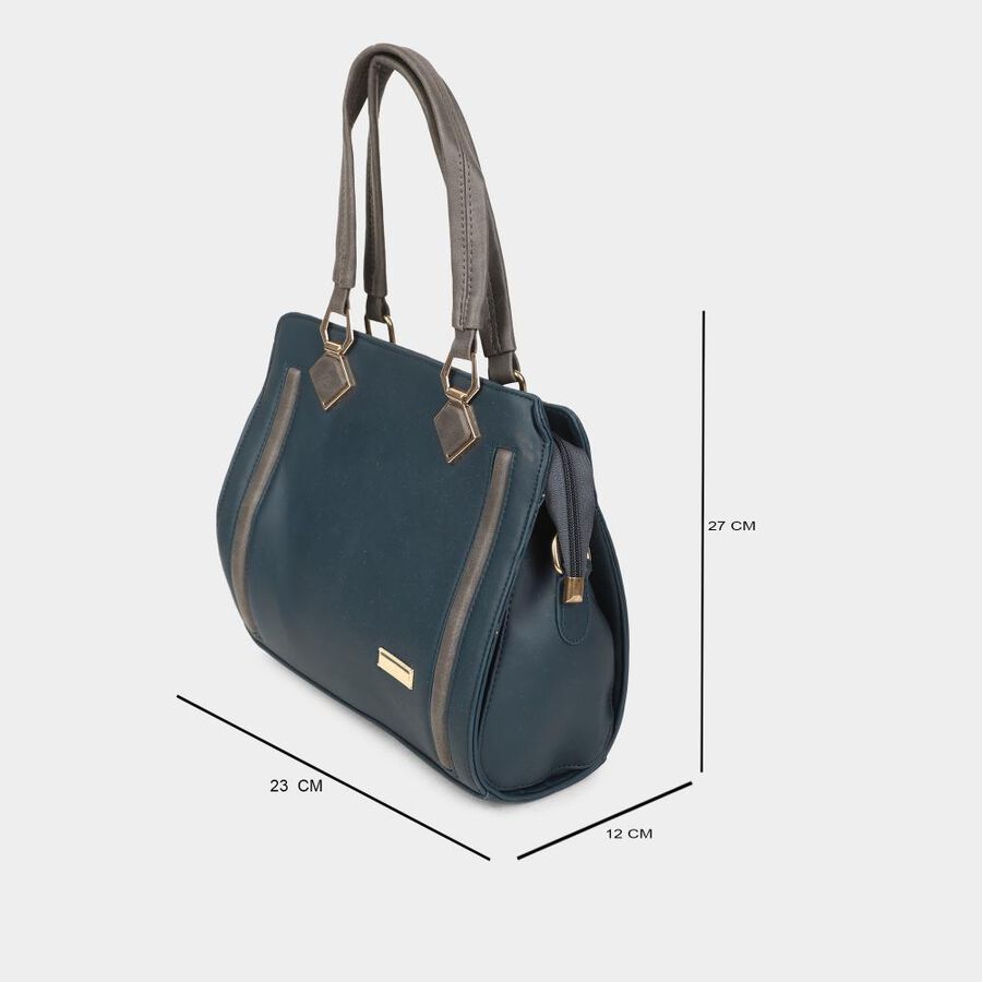 Women's Teal Blue Polyurethane Tote Bag, , large image number null