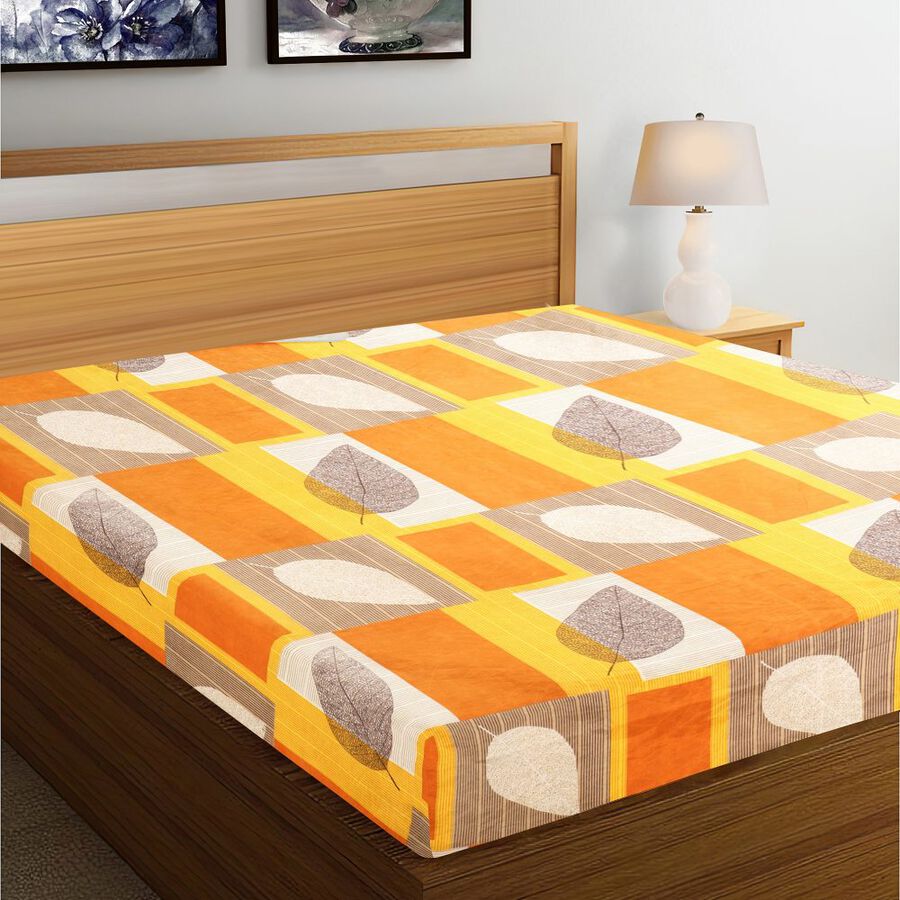 Brown Microfiber Double Bedsheet with Pillow Cover, , large