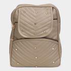 Women's Beige Polyurethane Backpack, , small
