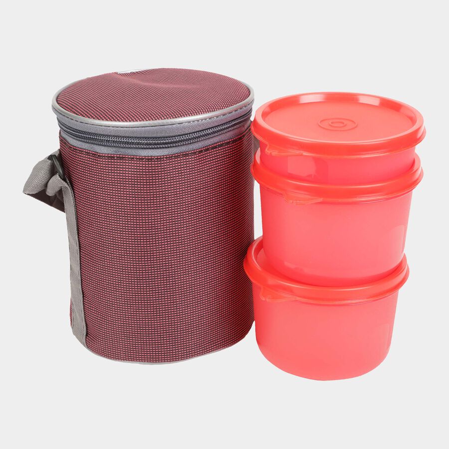 Plastic Lunch Box - 3 Containers With Bag, , large image number null