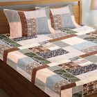 120 GSM Grey Microfiber Double Bedsheet With Pillow Cover, , small image number null