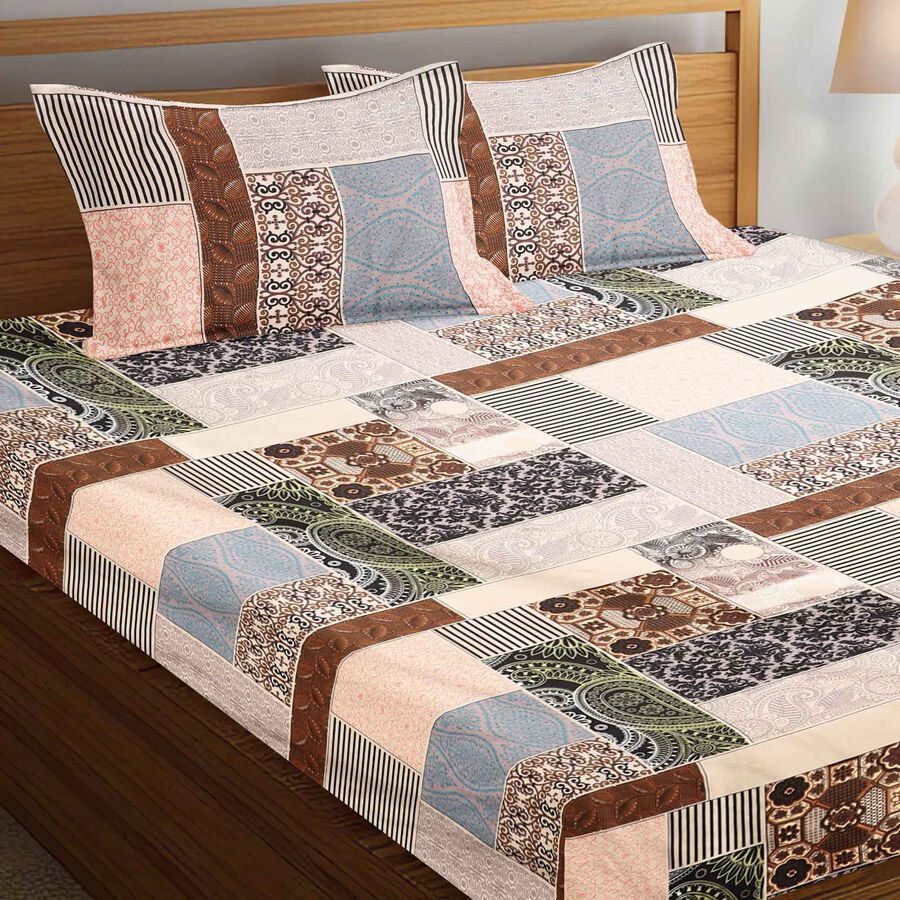 120 GSM Grey Microfiber Double Bedsheet With Pillow Cover, , large image number null