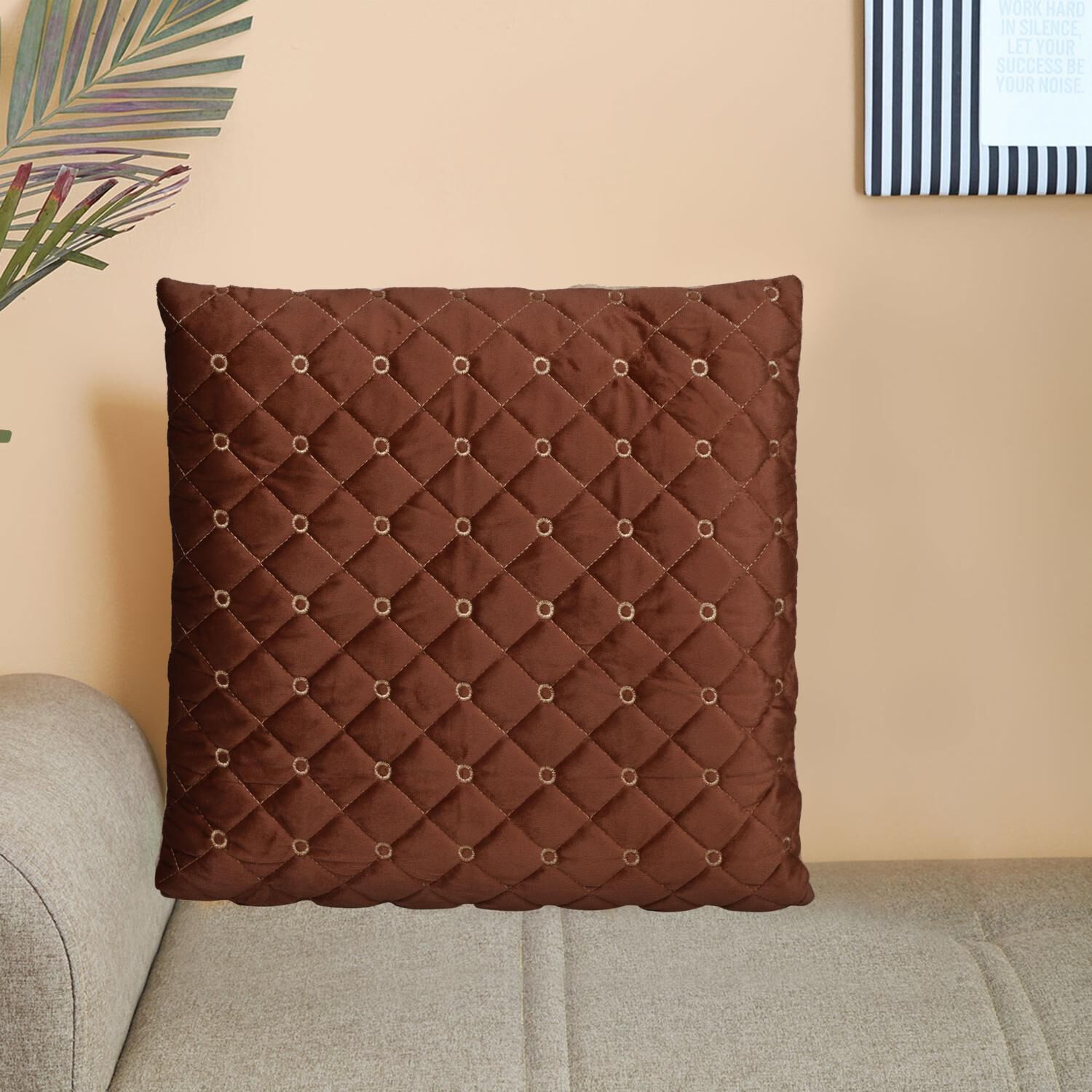 Home Beautiful                         Brown Velvet Cushion Cover