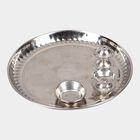 Stainless Steel Laser Design Pooja Plate (Thali) - 20Cm, , small image number null