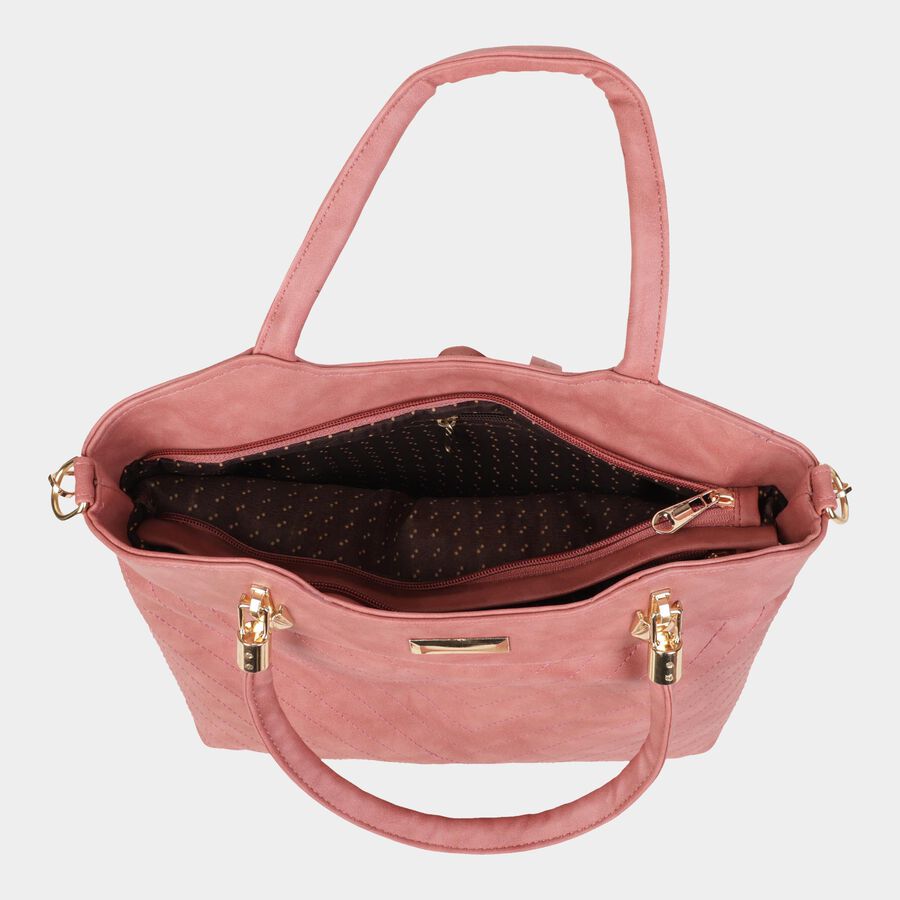 Women's Polyurethane Satchel, Quilted, Medium Size, , large image number null