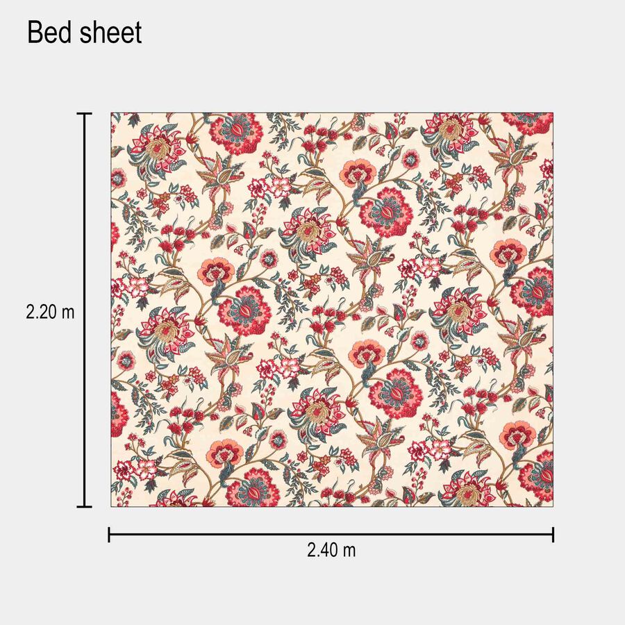 Red Microfiber Double Bedsheet with Pillow Cover, , large