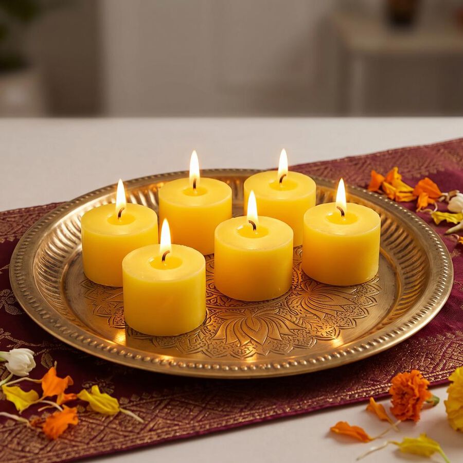 Fragranced Candels Lemongrass Flavoured Pack Of 6Pcs, , large