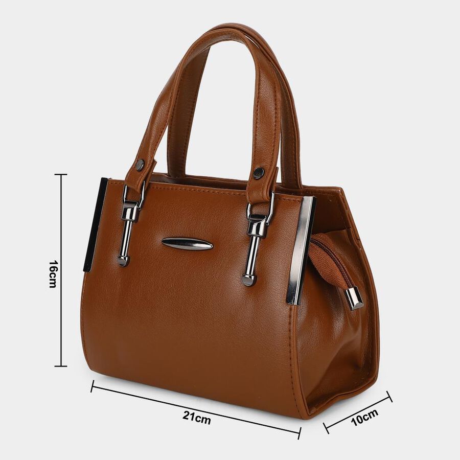 Women's Tan Polyurethane Handbag , , large