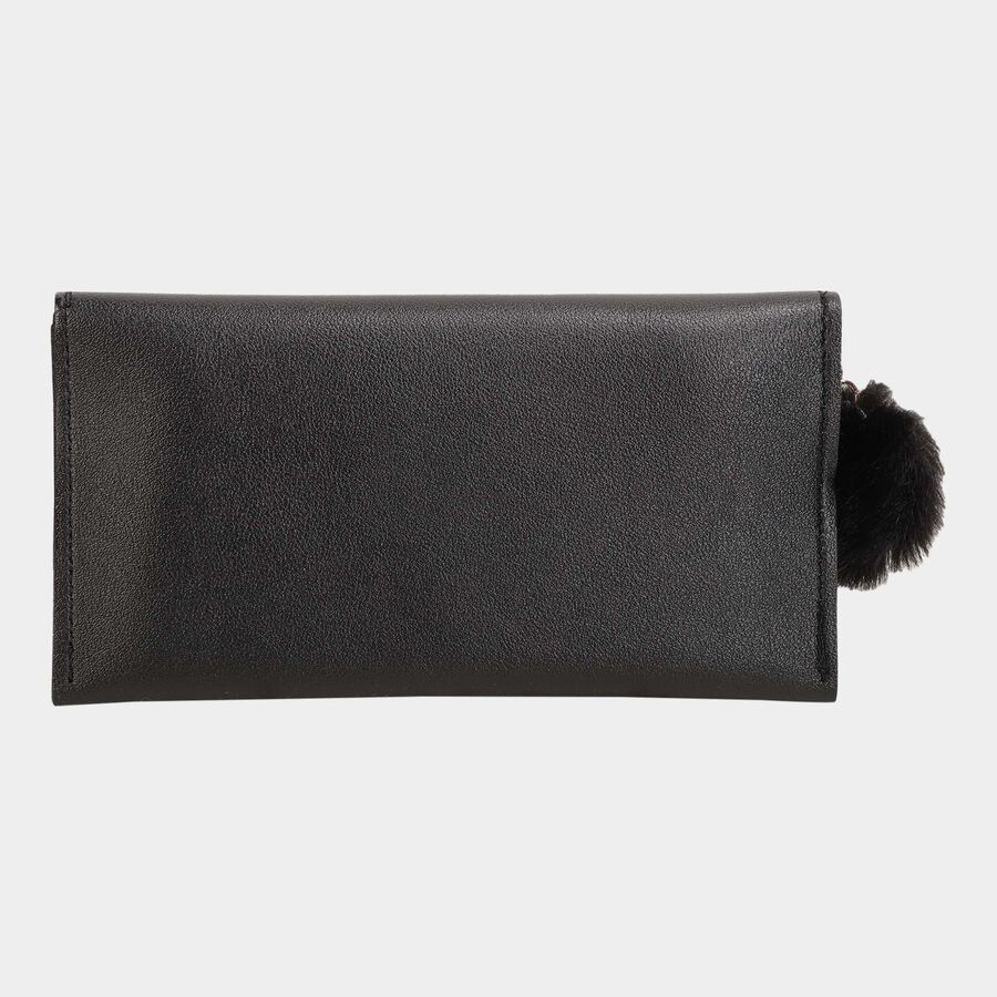 Women's Black Polyurethane Handbag, , large