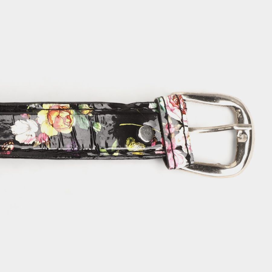 Women's Black Polyurethane Belt, , large image number null