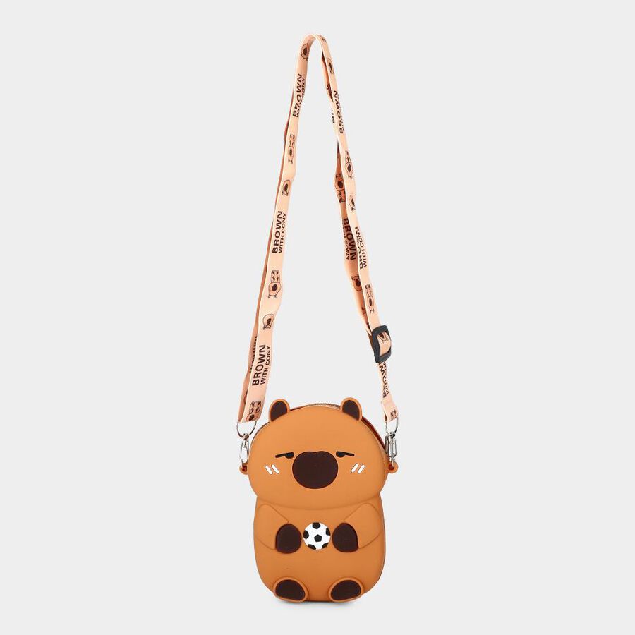 Kid's Cute Bear Polyurethane Sling Bag, , large