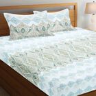 Light Green Microfiber Double Bedsheet with Pillow Cover, , small
