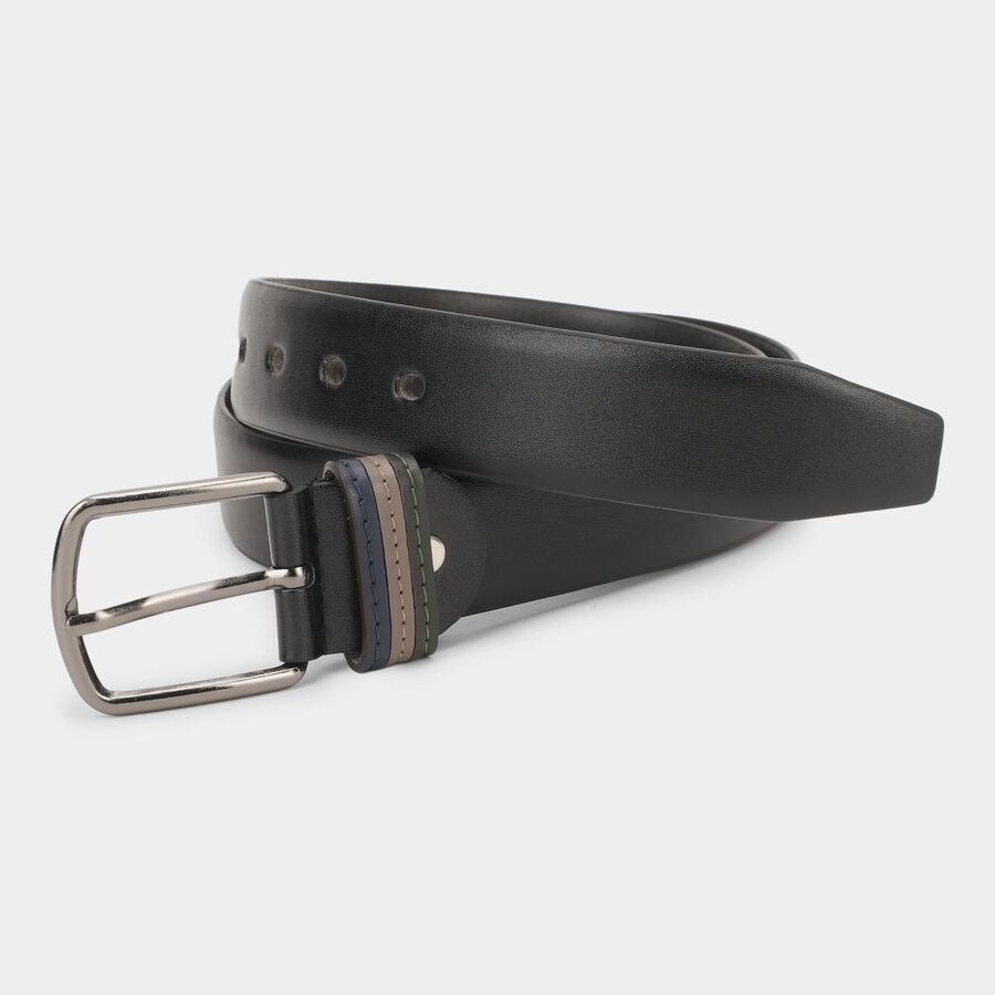 Men's Black PU Casual Belt , , large