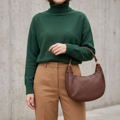 Woman's Brown Polyurethane Bag