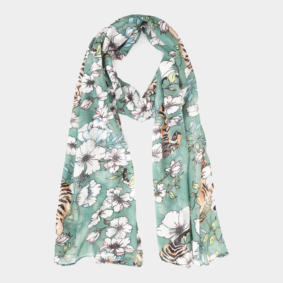 Women's Dark Green Viscose Scarf, , large image number null
