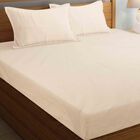 Beige Microfiber Double Bedsheet with Pillow Cover, , small