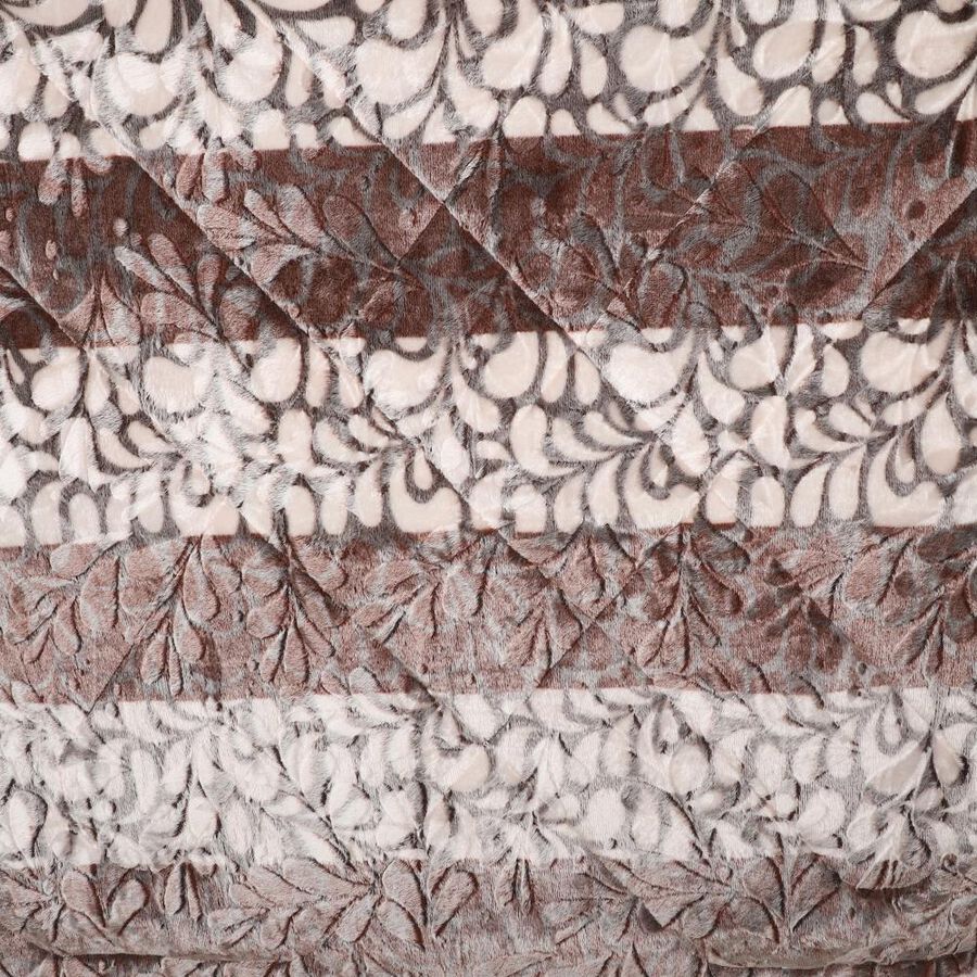 Brown Floral Printed Double Blanket, , large