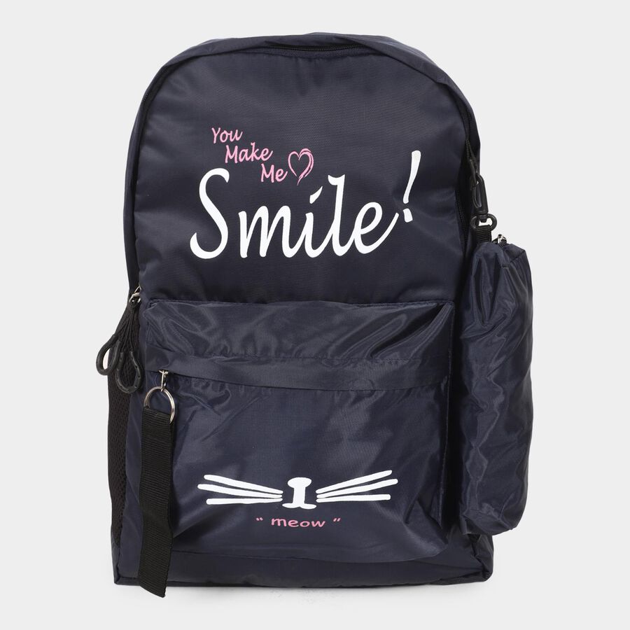 Women's Blue Fabric Backpack, , large image number null