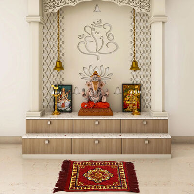 Maroon Polyester Pooja Mat
