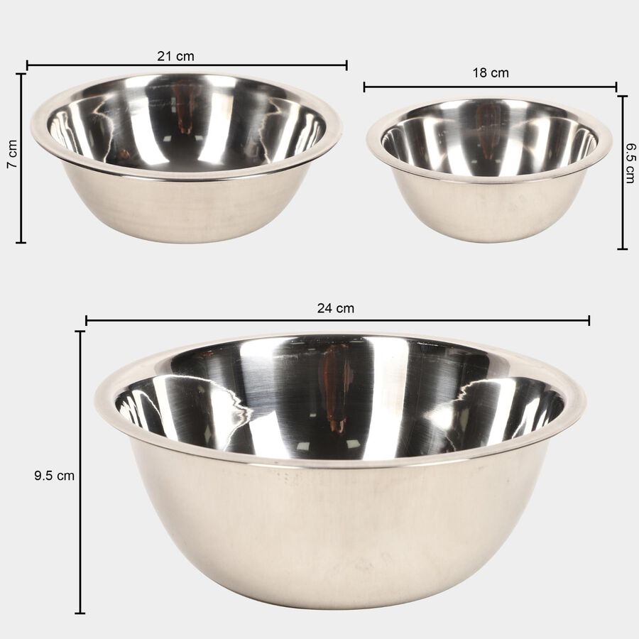 3 Pcs. Steel Serving Bowl - 1.5 L, 2.1 L, 2.7 L, , large image number null