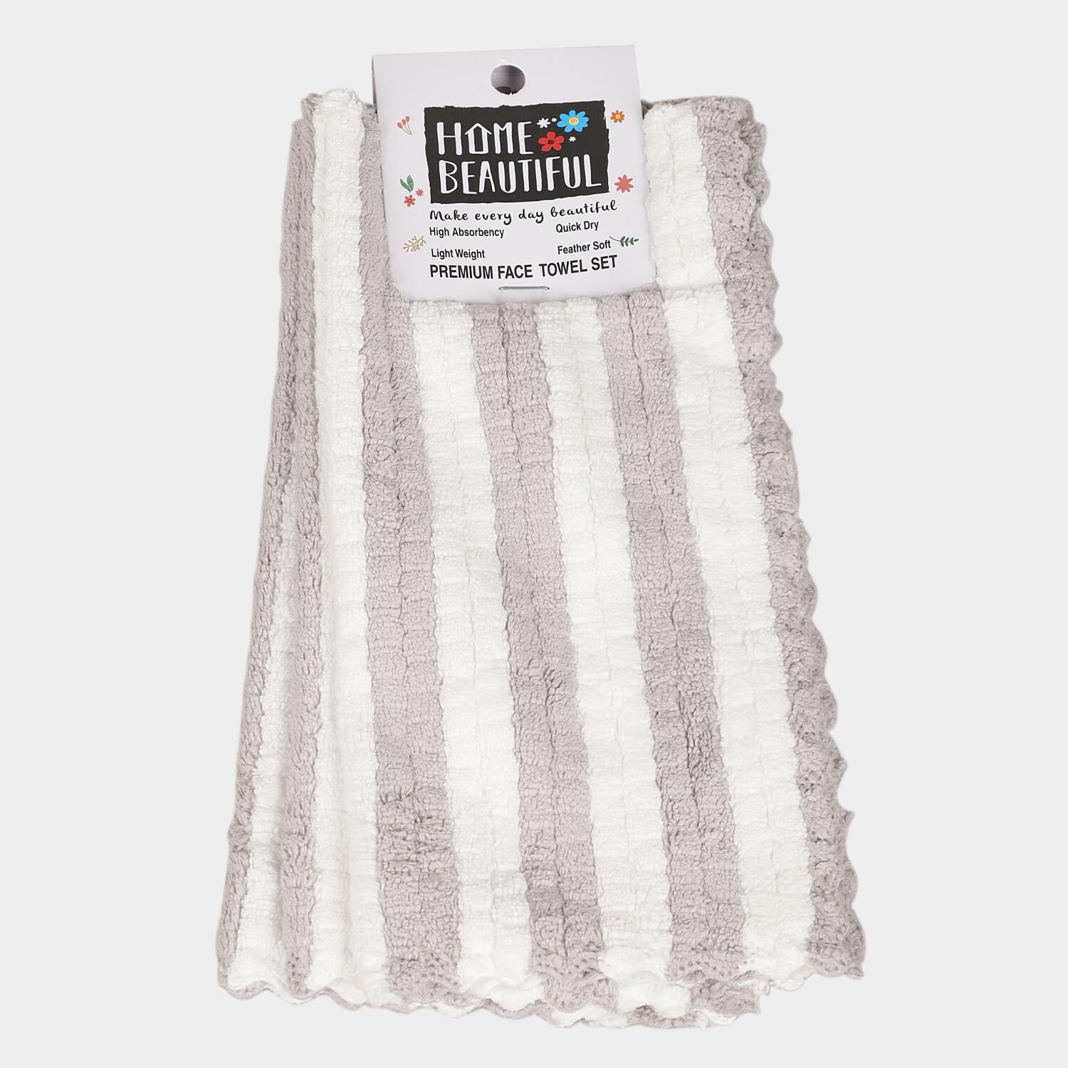Home Beautiful                         225 GSM Grey Microfiber Face Towel