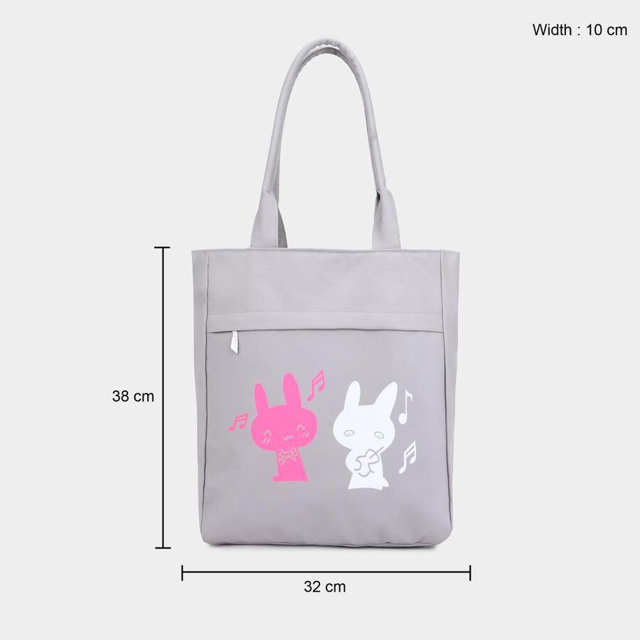 Women's Grey Polyurethane Tote Bag, , large