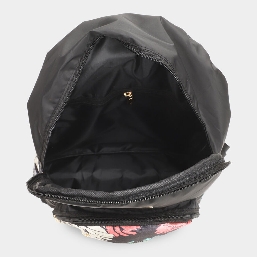 Women's Black Fabric Backpack, , large image number null
