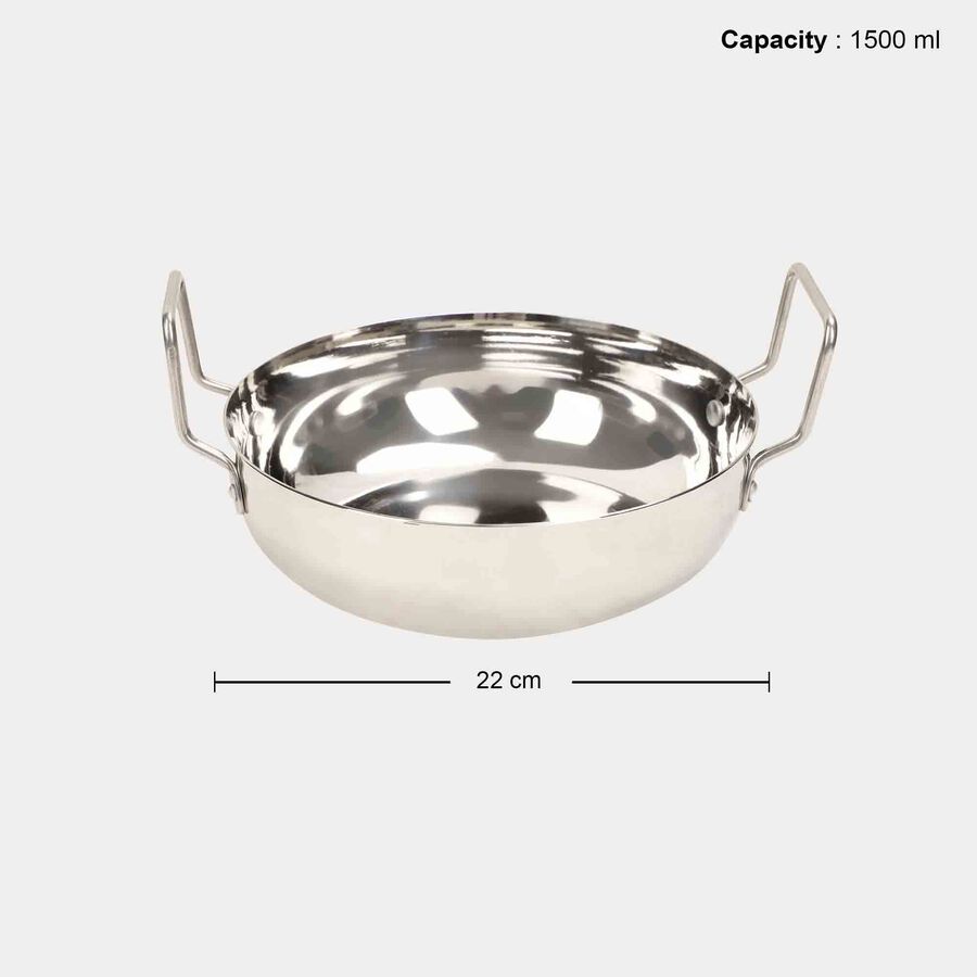Steel Kadhai, 1500 ml, 22 cm Dia, , large image number null